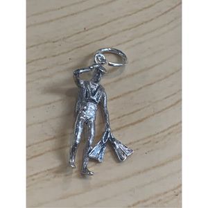 Scuba Diver Sterling Silver Jewelry Charm #swim #scubadiver